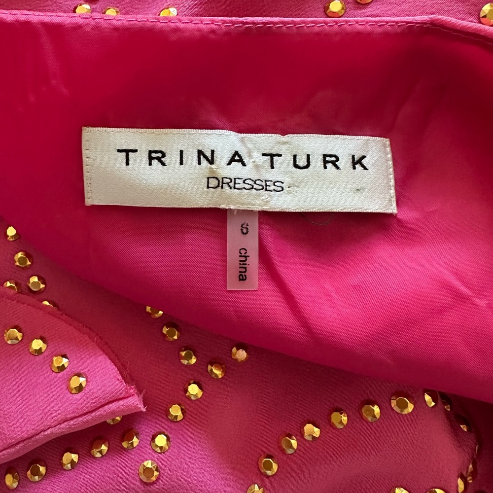 Trina Turk 100% Silk Pink Beaded Shift Dress, size 6 - Picture 6 of 8
